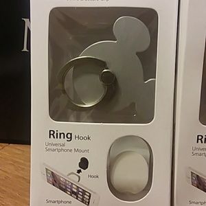 Silver Phone kickstand for cell phone with hook